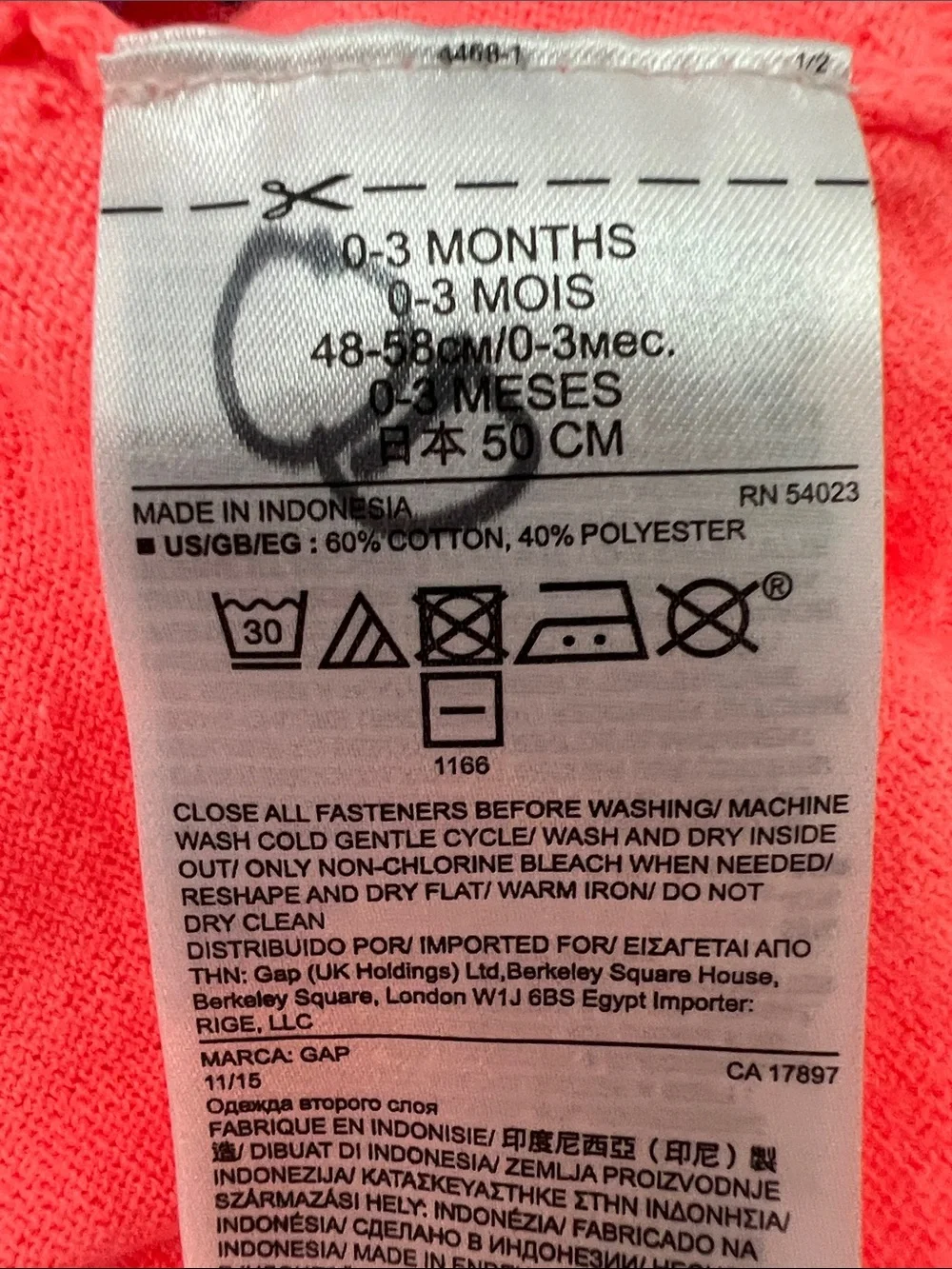 GAP | Baby Neon Coral Knit Cardigan Jacket Size 0-3 Months